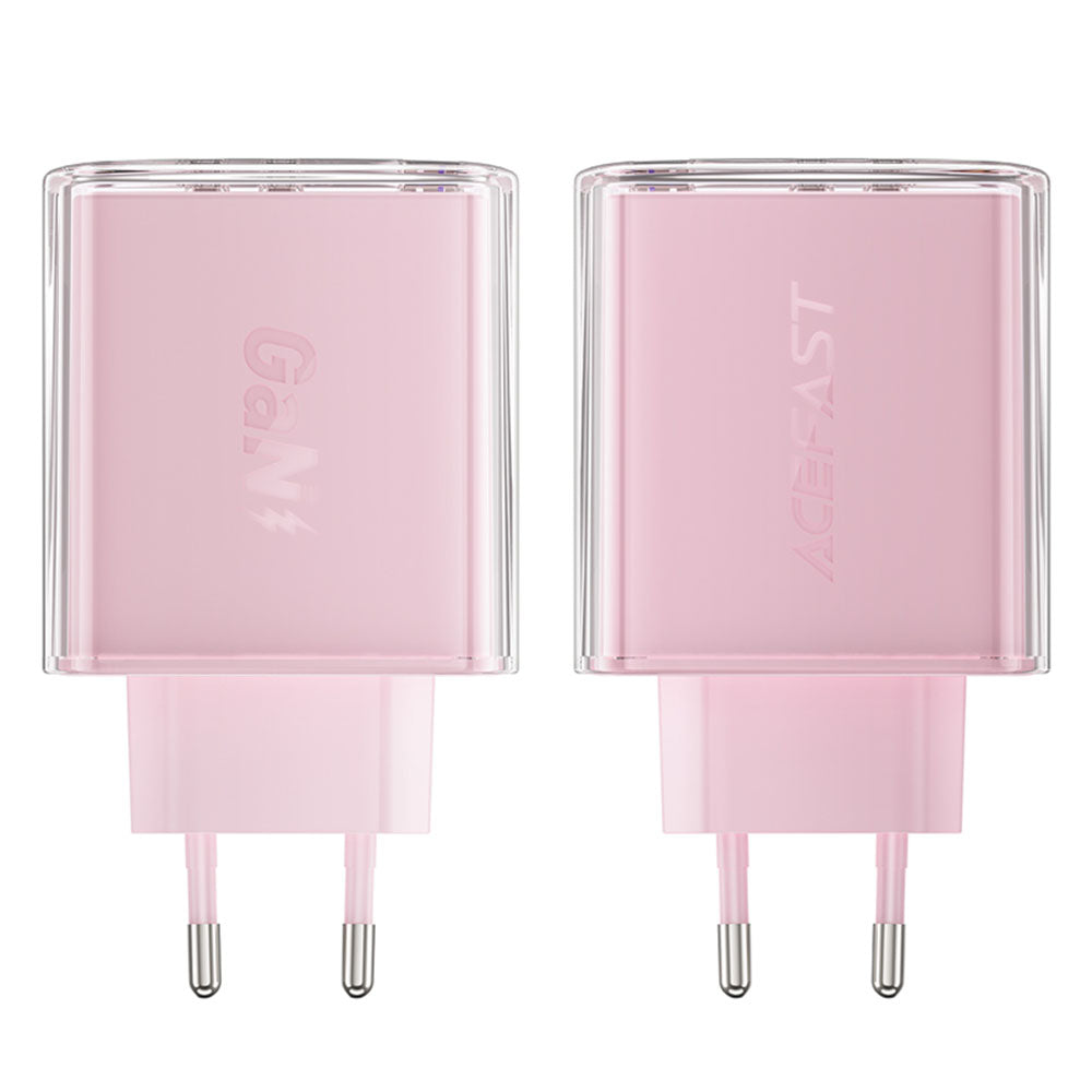 Punjač mreže Acefast A45 Exploration, 65W, 3.25A, 1 x USB-A - 2 x USB-C, Roze