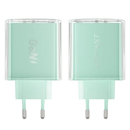 Punjač mreže Acefast A45 Exploration, 65W, 3.25A, 1 x USB-A - 2 x USB-C, Zelen.