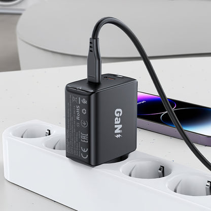 Network Charger Acefast A49, 35W, 3A, 2 x USB-C, Black 
