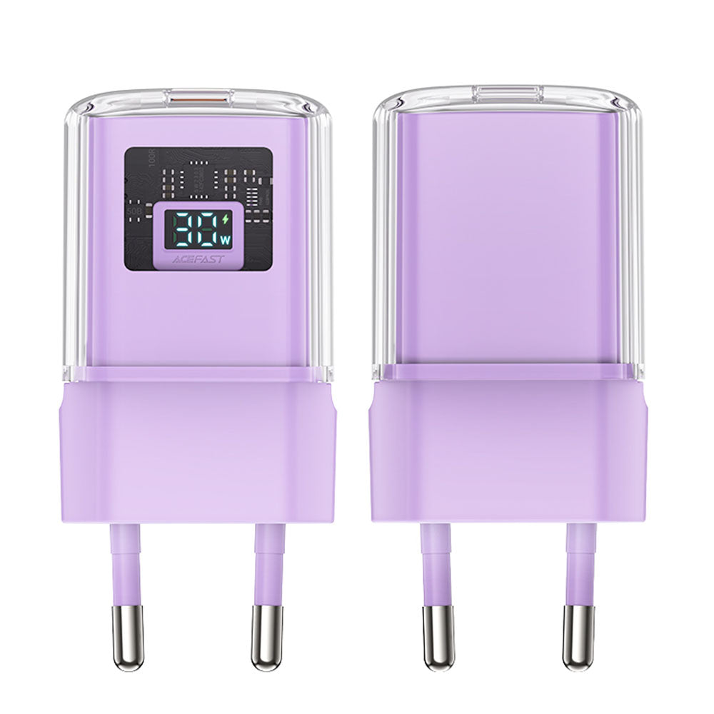 Punjač mreže Acefast A53 Sparkling Display, 30W, 3A, 1 x USB-C, Ljubičasta