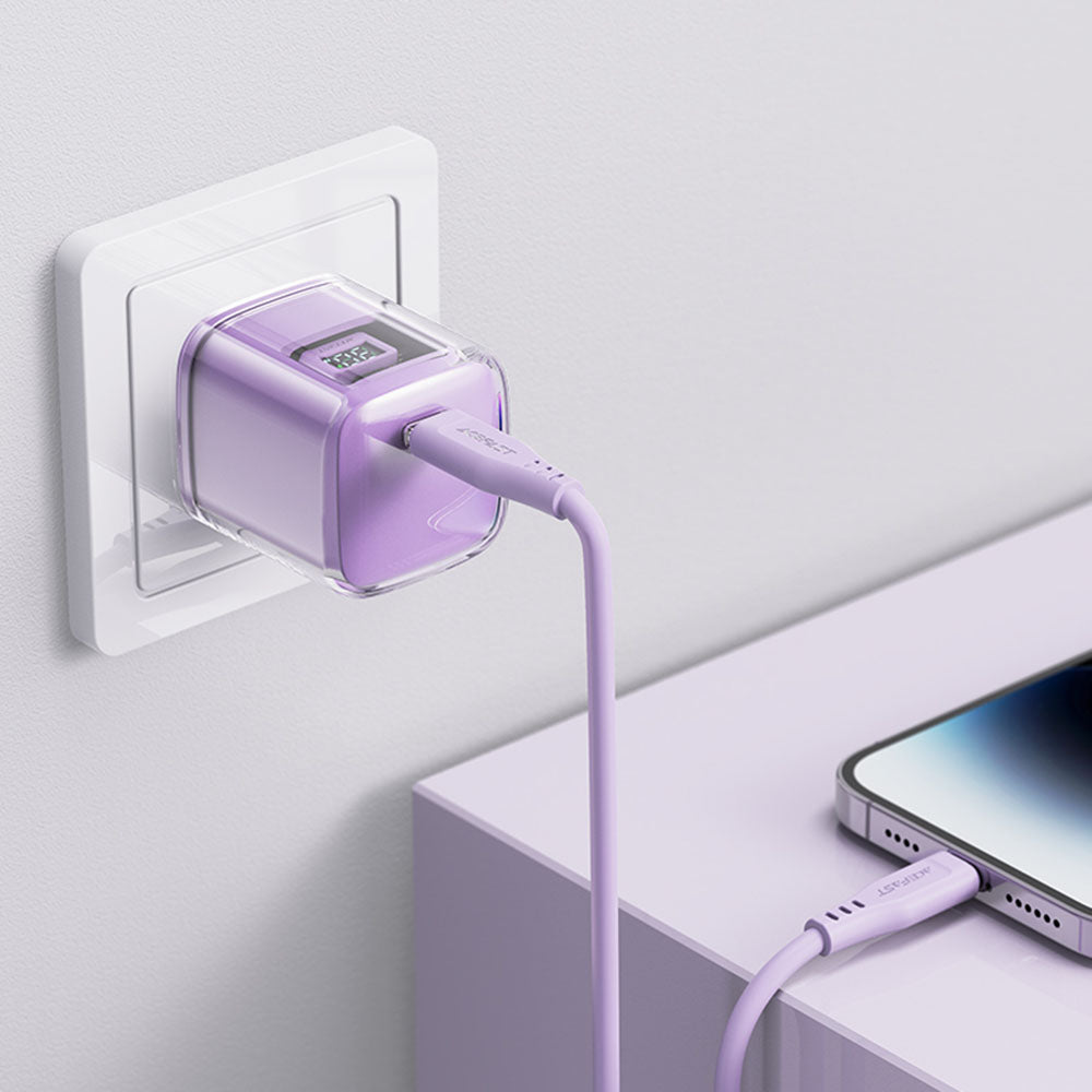 Punjač mreže Acefast A53 Sparkling Display, 30W, 3A, 1 x USB-C, Ljubičasta