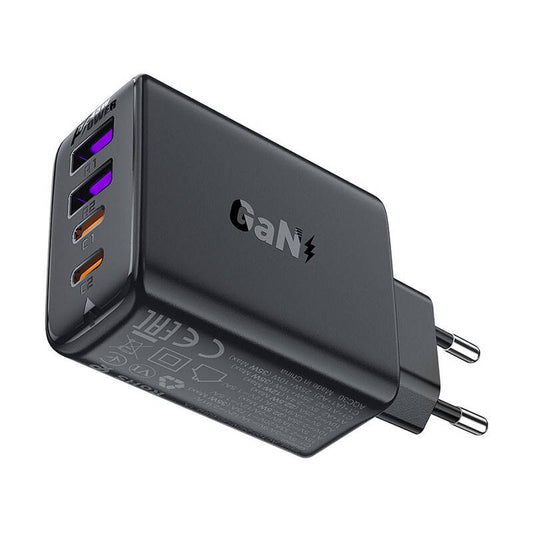 Network Charger Acefast A61, 45W, 3A, 2 x USB-A - 2 x USB-C, Black 