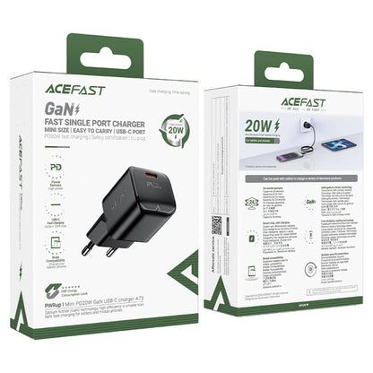 Punjač mreže Acefast A73 Mini, 20W, 3A, 1 x USB-C, Crni