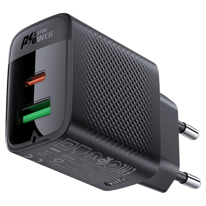 Punjač mreže Acefast A78, 20W, 3A, 1 x USB-A - 1 x USB-C, Crni