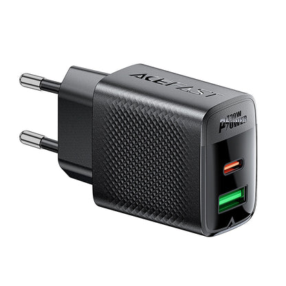 Punjač mreže Acefast A98, 30W, 3A, 1 x USB-A - 1 x USB-C, Crni