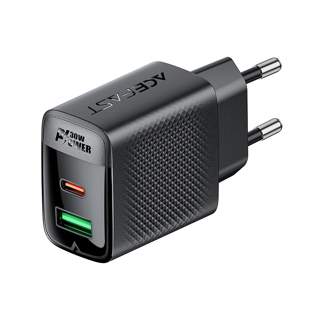 Punjač mreže Acefast A98, 30W, 3A, 1 x USB-A - 1 x USB-C, Crni