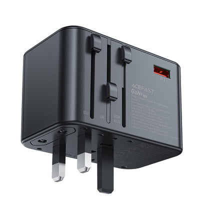 Punjač za mrežu Acefast Travel Z1, 75W, 3.35A, 2 x USB-A - 3 x USB-C, Crni