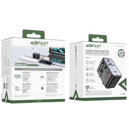 Punjač za mrežu Acefast Travel Z1, 75W, 3.35A, 2 x USB-A - 3 x USB-C, Crni