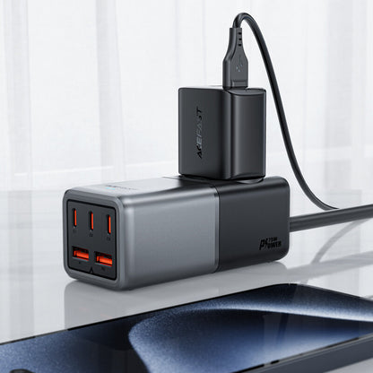 Produžni kabel Acefast Z2 GaN, 75W, 5A, 2 x USB-A - 3 x USB-C - 1 x Schuko, Sivi