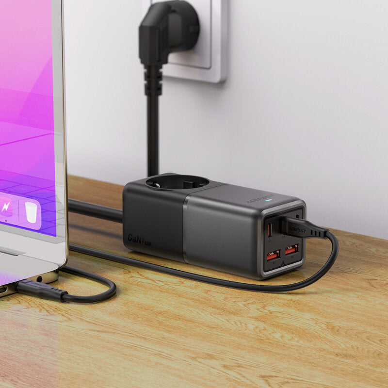Produžni kabel Acefast Z2 GaN, 75W, 5A, 2 x USB-A - 3 x USB-C - 1 x Schuko, Sivi