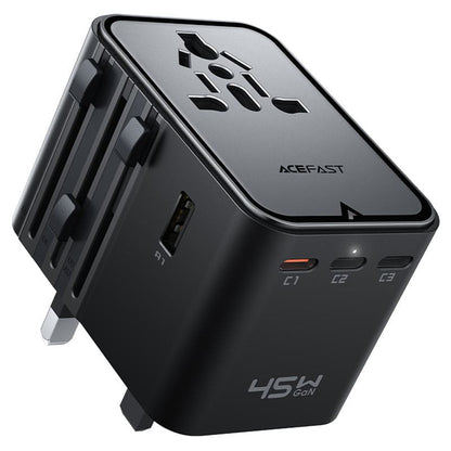 Punjač za mrežu Acefast Z8 Travel, 45W, 3A, 2 x USB-A - 3 x USB-C, Crni