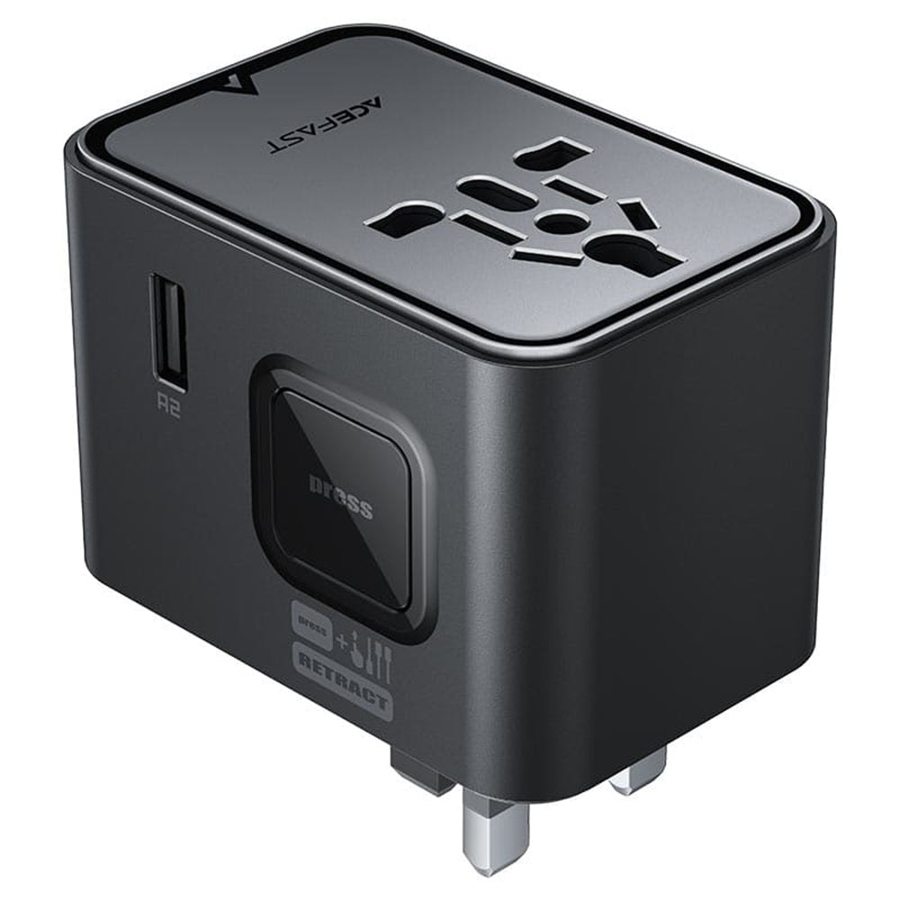 Punjač za mrežu Acefast Z8 Travel, 45W, 3A, 2 x USB-A - 3 x USB-C, Crni