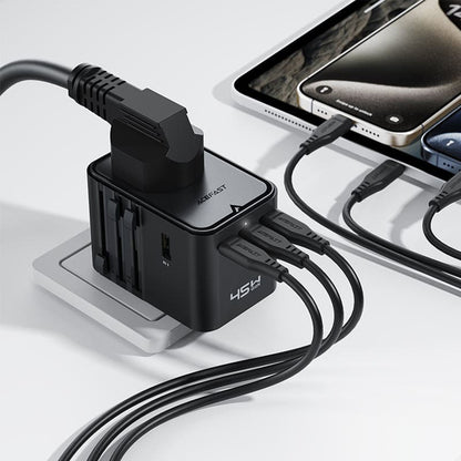 Punjač za mrežu Acefast Z8 Travel, 45W, 3A, 2 x USB-A - 3 x USB-C, Crni
