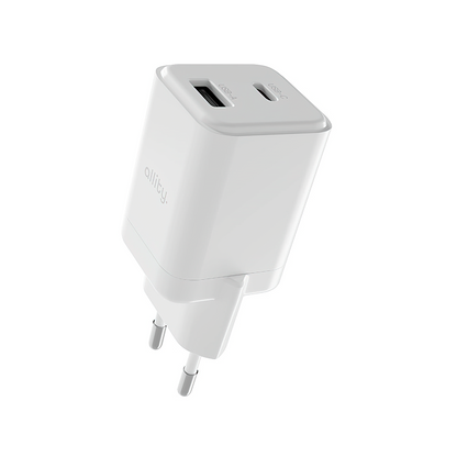 Punjač mreže Allity. ATC-01-30WAC Mini, 30W, 3A, 1 x USB-A - 1 x USB-C, Beli