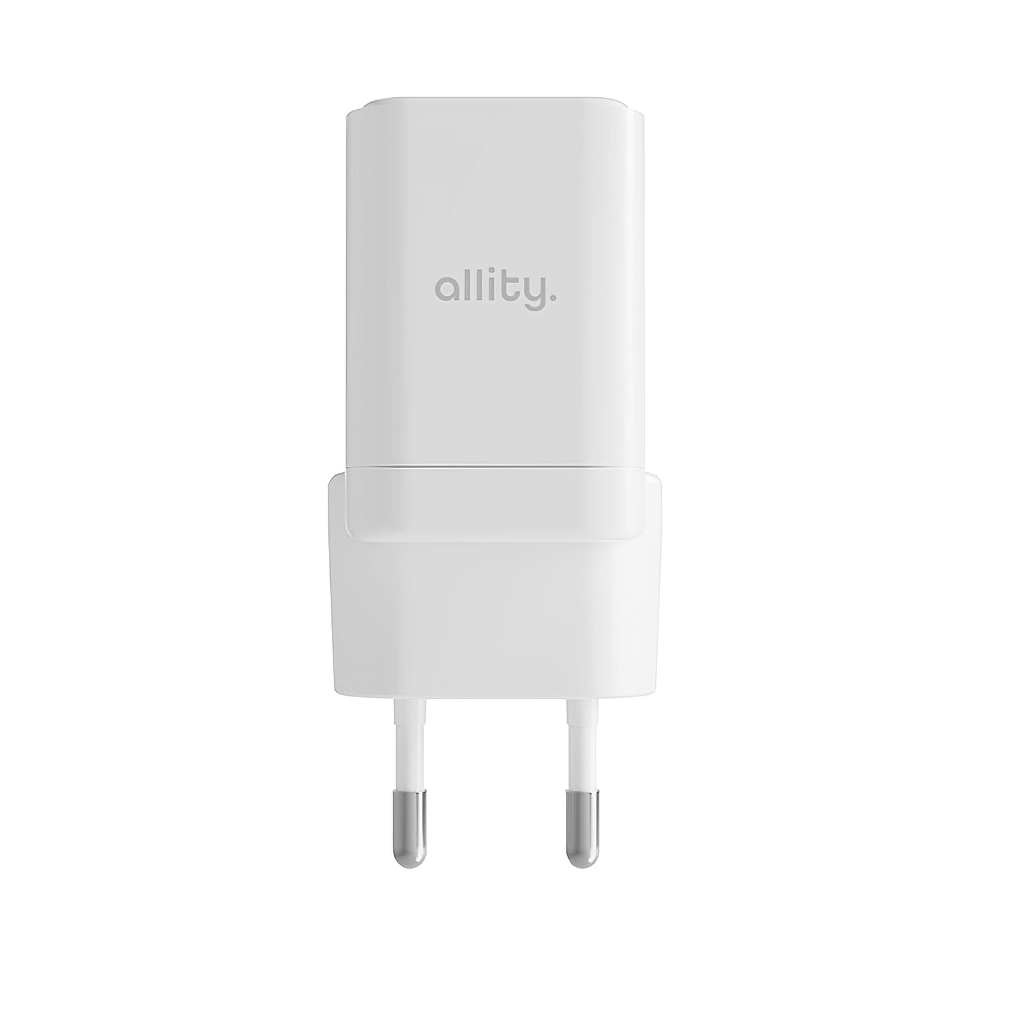 Punjač mreže Allity. ATC-01-30WAC Mini, 30W, 3A, 1 x USB-A - 1 x USB-C, Beli