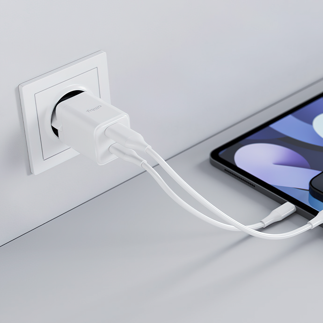 Punjač mreže Allity. ATC-01-30WAC Mini, 30W, 3A, 1 x USB-A - 1 x USB-C, Beli