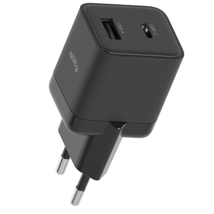 Punjač mreže Allity. ATC-01-30WAC Mini, 30W, 3A, 1 x USB-A - 1 x USB-C, Crna