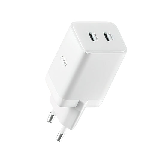 Punjač mreže Allity. ATC-01-45WCC Fast, 45W, 3A, 2 x USB-C, Beli