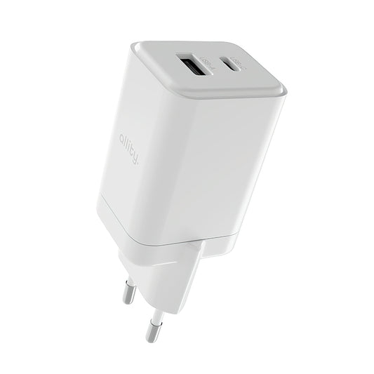 Punjač mreže Allity. ATC-01-45WCC Fast, 45W, 3A, 1 x USB-A - 1 x USB-C, Beli