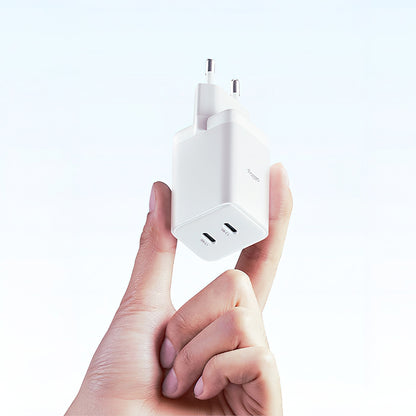 Punjač mreže Allity. ATC-01-45WCC Fast, 45W, 3A, 2 x USB-C, Beli
