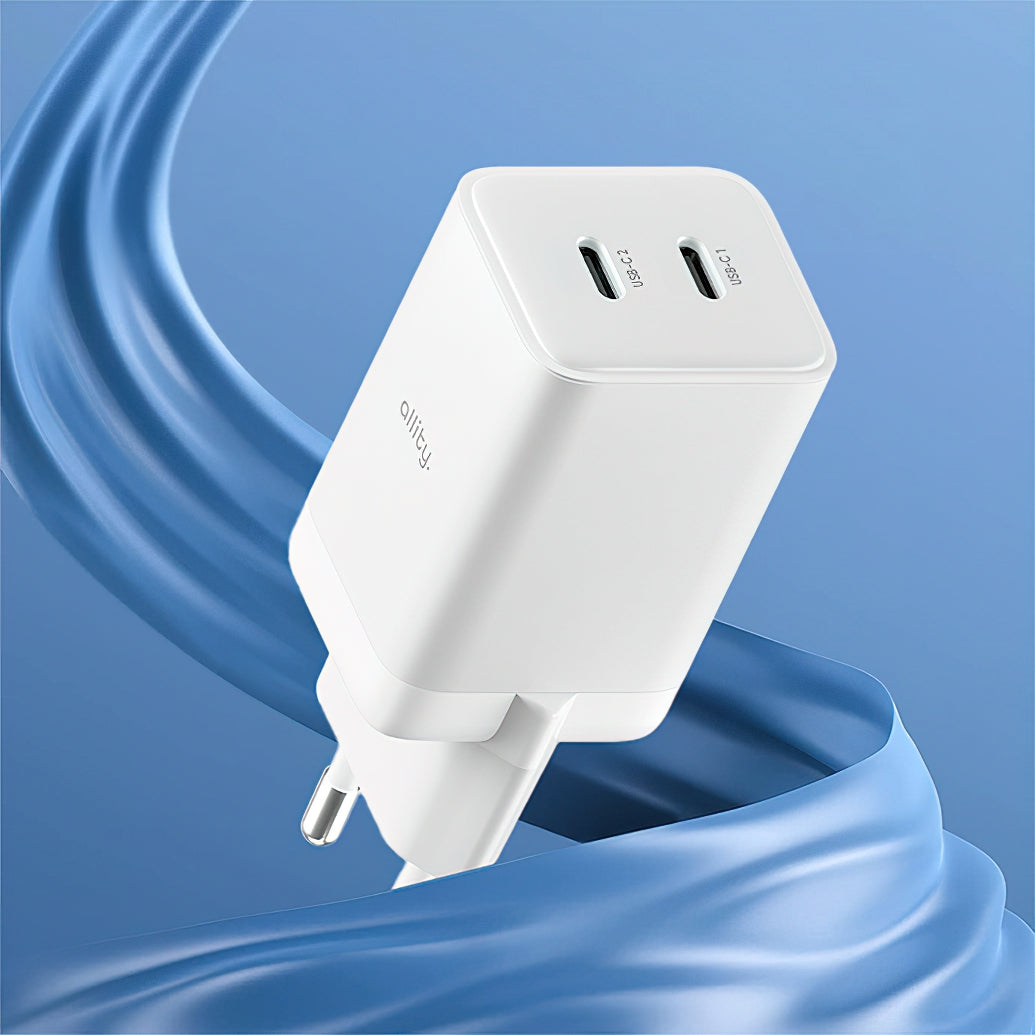 Punjač mreže Allity. ATC-01-45WCC Fast, 45W, 3A, 2 x USB-C, Beli