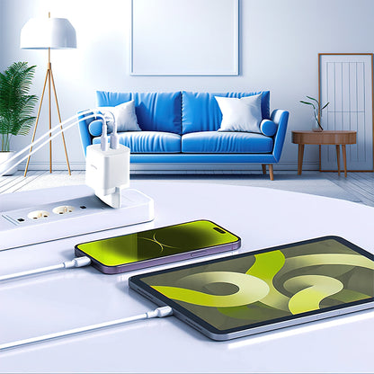 Punjač mreže Allity. ATC-01-45WCC Fast, 45W, 3A, 2 x USB-C, Beli