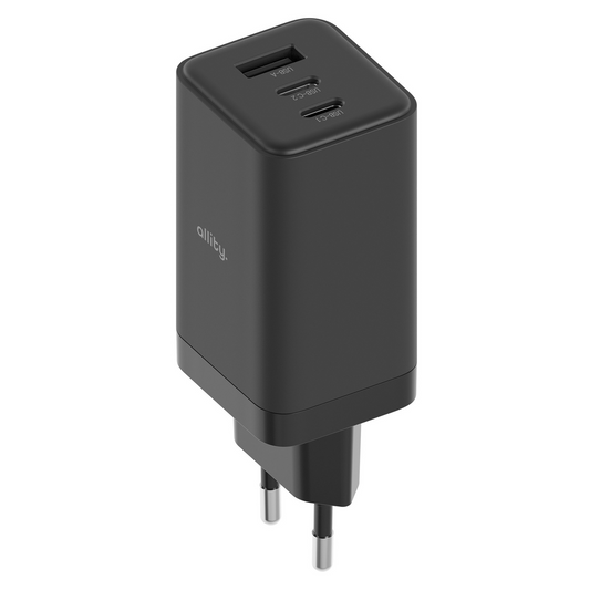 Punjač mreže Allity. ATC-01-65WACC Fast, 65W, 3.25A, 1 x USB-A - 2 x USB-C, Crna