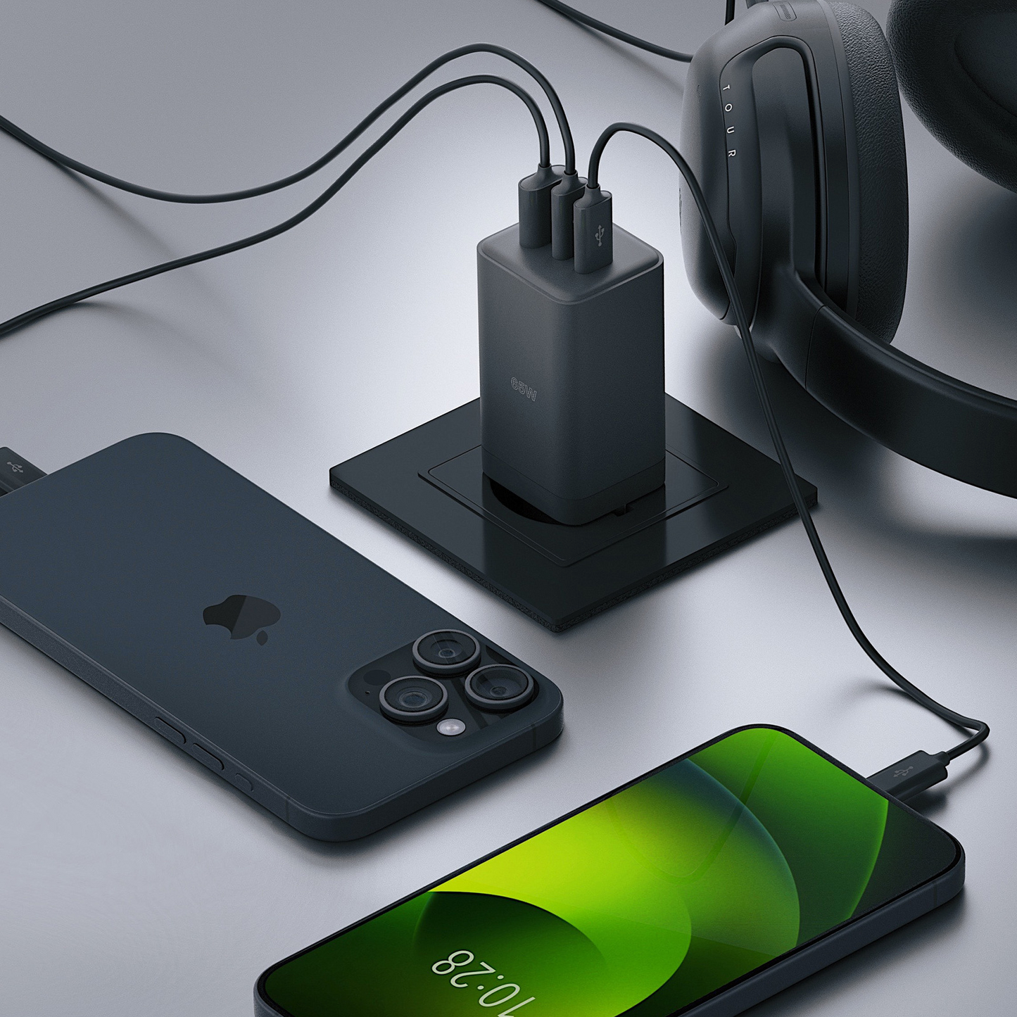 Punjač mreže Allity. ATC-01-65WACC Fast, 65W, 3.25A, 1 x USB-A - 2 x USB-C, Crna