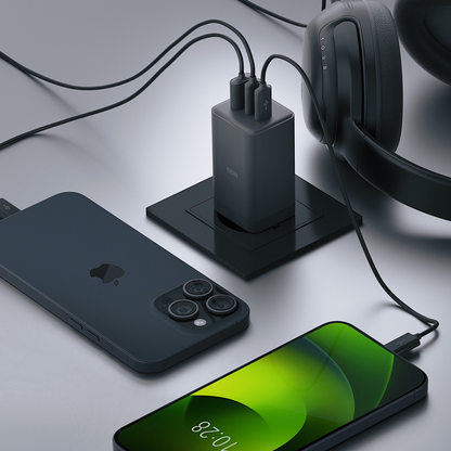 Punjač mreže Allity. ATC-01-65WACC Fast, 65W, 3.25A, 1 x USB-A - 2 x USB-C, Crna