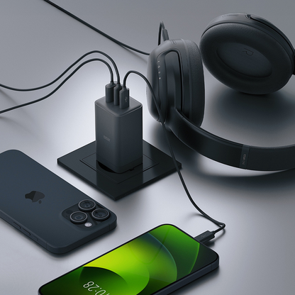 Punjač mreže Allity. ATC-01-65WACC Fast, 65W, 3.25A, 1 x USB-A - 2 x USB-C, Crna