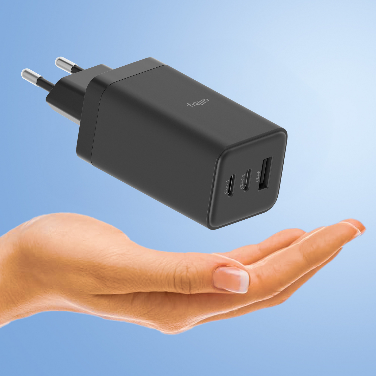 Punjač mreže Allity. ATC-01-65WACC Fast, 65W, 3.25A, 1 x USB-A - 2 x USB-C, Crna