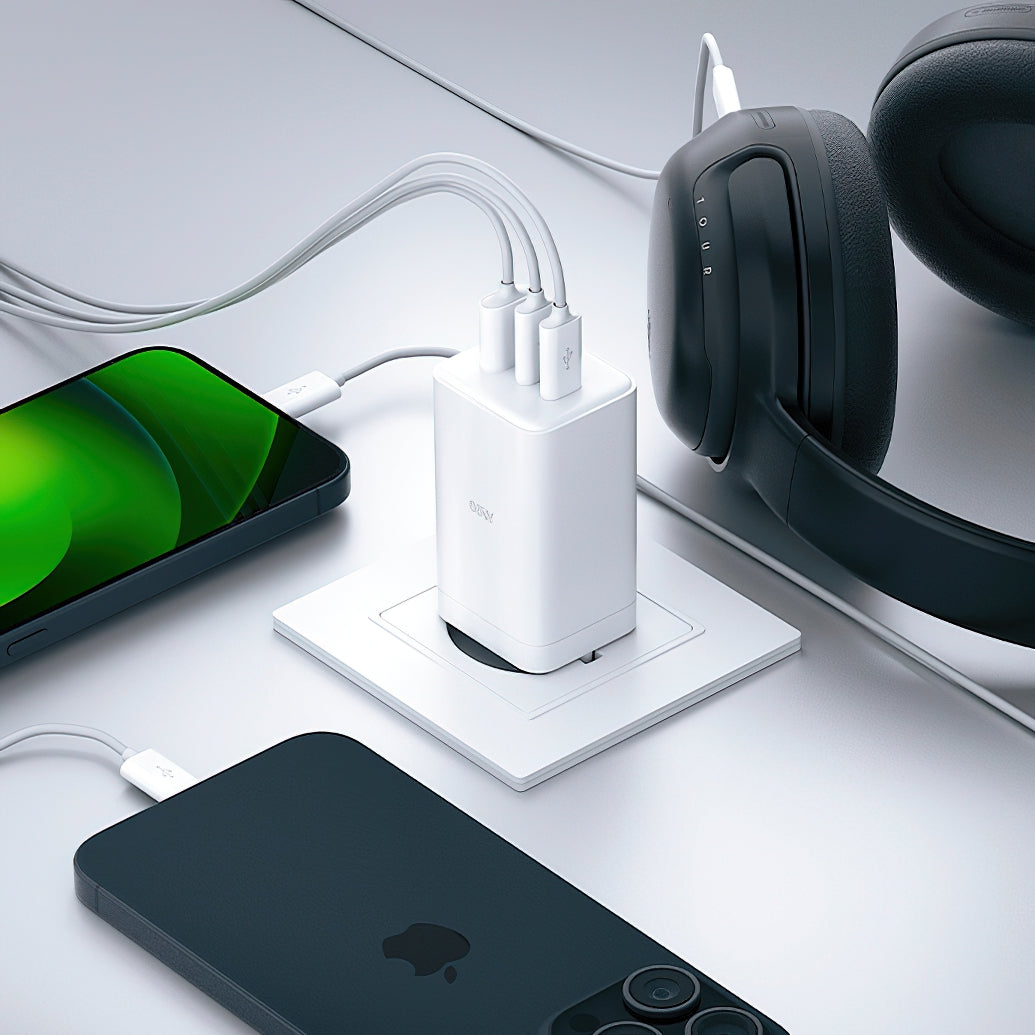 Punjač mreže Allity. ATC-01-65WACC Fast, 65W, 3.25A, 1 x USB-A - 2 x USB-C, Beli