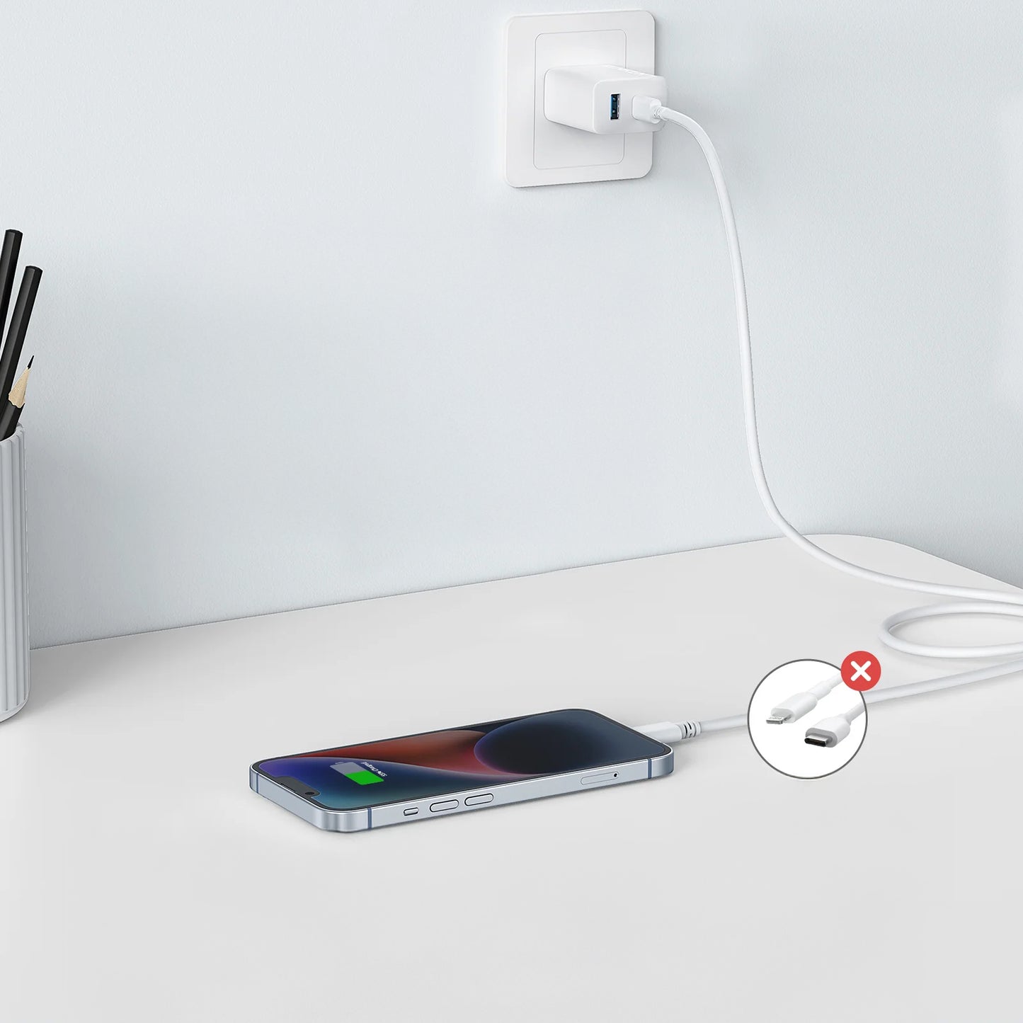 Punjač Anker 312, 20W, 3A, 1 x USB-A - 1 x USB-C, Bijeli A2348G21