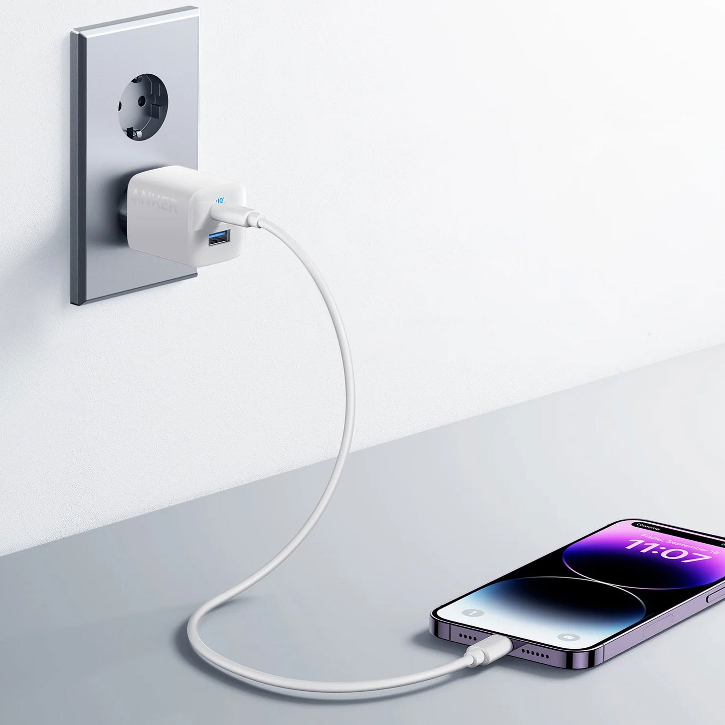 Punjač Anker 323, 33W, 3A, 1 x USB-A - 1 x USB-C, Beli A2331G21