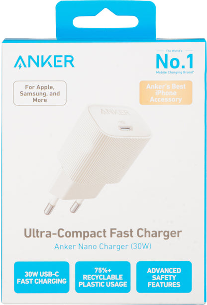 Punjač Anker 511 Nano 4, 30W, 3A, 1 x USB-C, Beli A2337G21