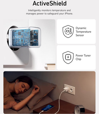 Punjač Anker 521 Nano Pro, 40W, 3A, 2 x USB-C, Beli A2038G21