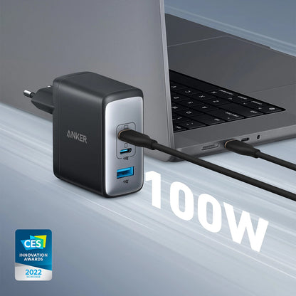 Punjač Anker 736 Nano II, 100W, 3A, 1 x USB-A - 2 x USB-C, Crni A2145G11