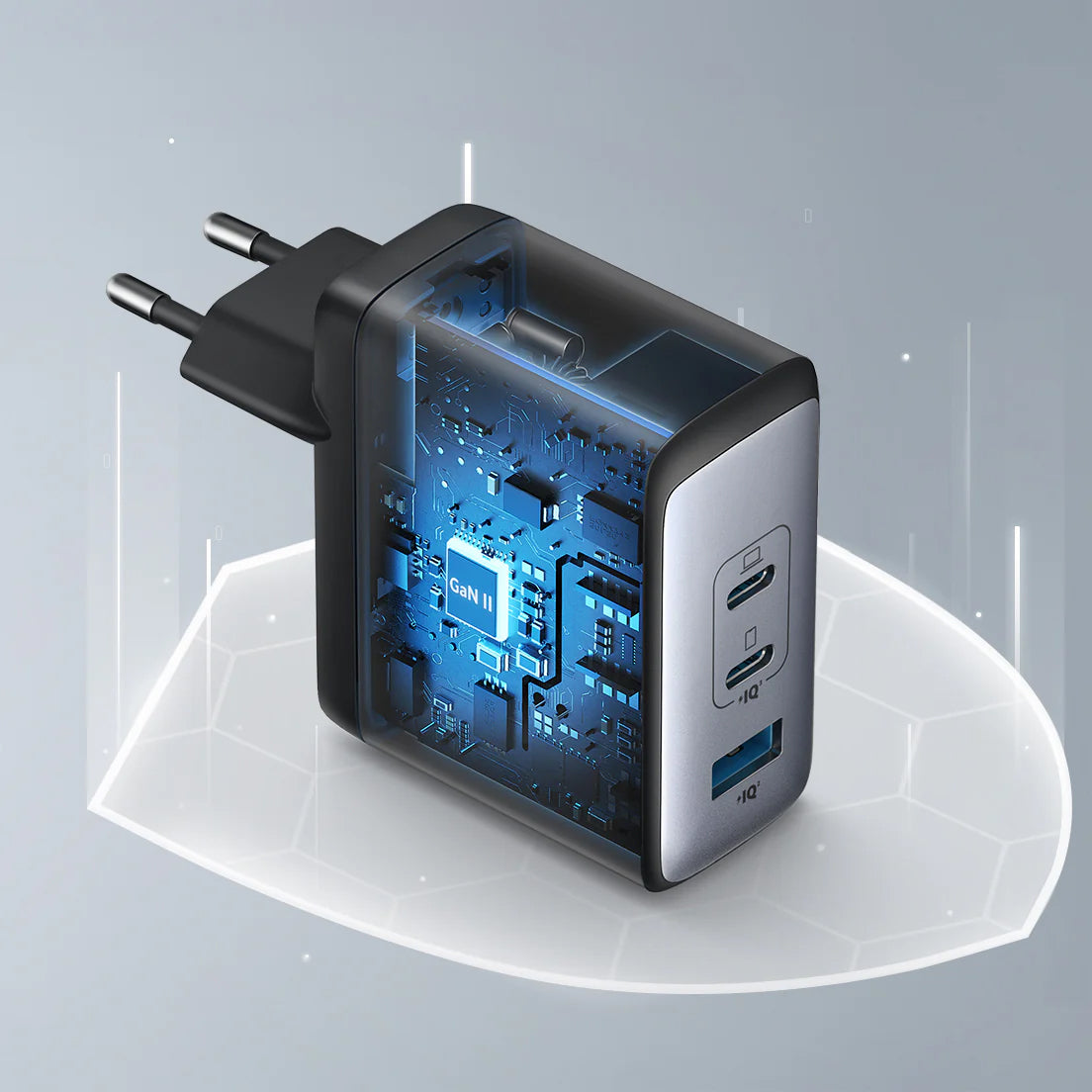Punjač Anker 736 Nano II, 100W, 3A, 1 x USB-A - 2 x USB-C, Crni A2145G11