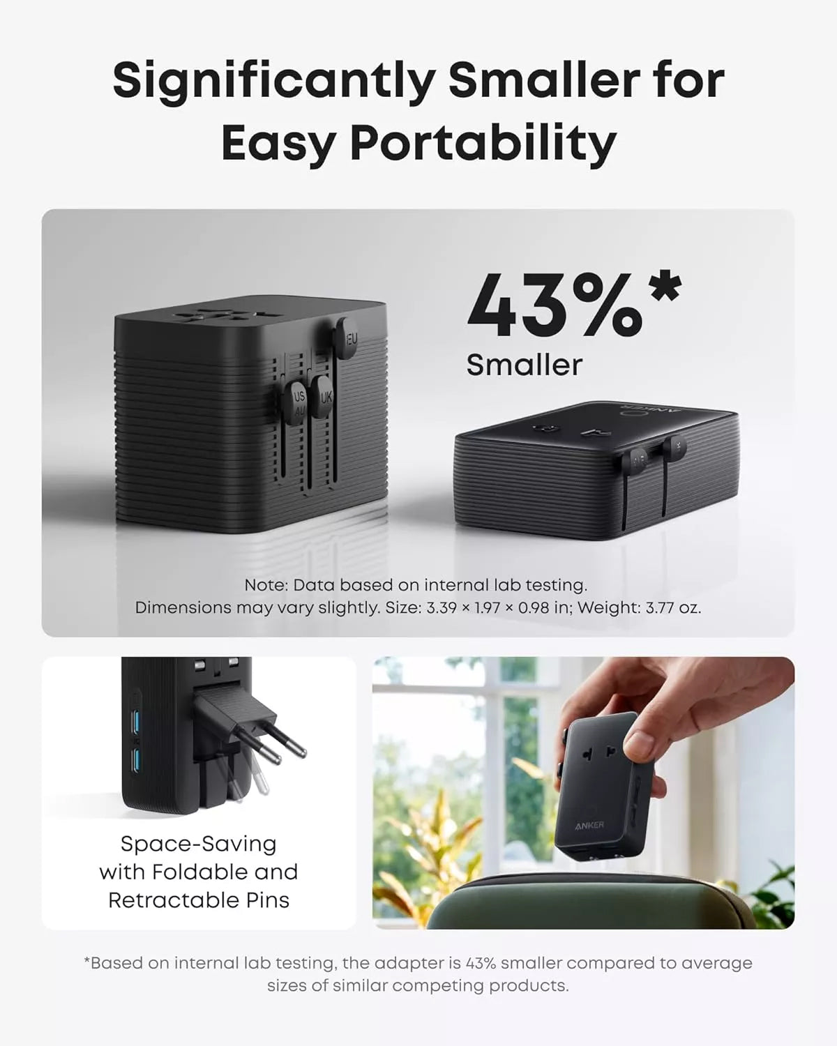 Punjač Anker Nano Travel, 20W, 3A, 2 x USB-A - 2 x USB-C, Crni A9215H11