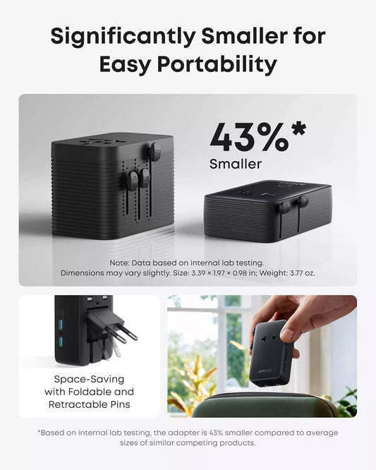 Punjač Anker Nano Travel, 20W, 3A, 2 x USB-A - 2 x USB-C, Crni A9215H11