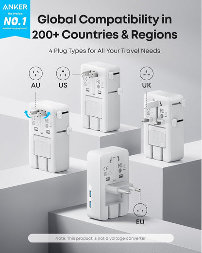 Punjač Anker Nano Travel, 20W, 3A, 2 x USB-A - 2 x USB-C, Beli A9215H21