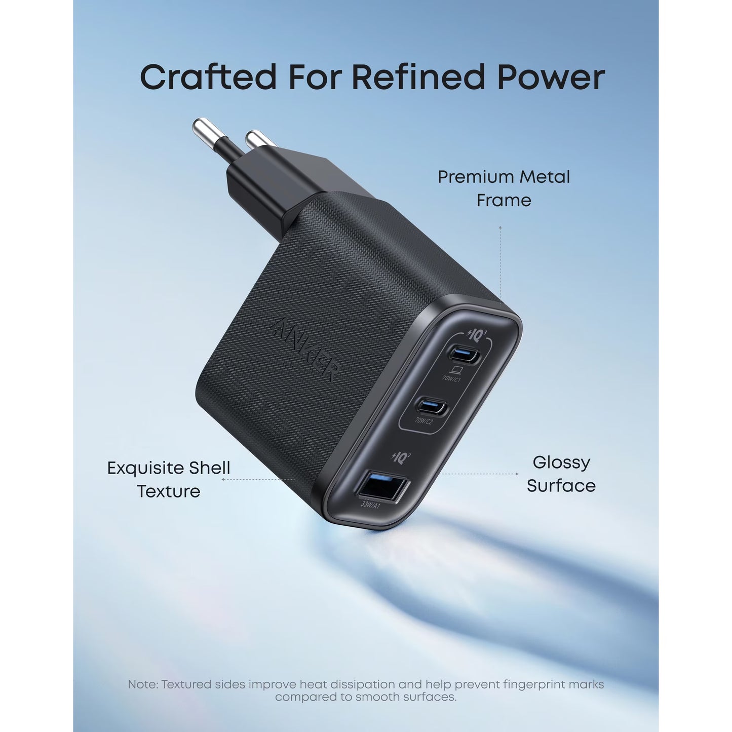 Punjač Anker Nano, 70W, 3.5A, 1 x USB-A - 2 x USB-C, Crni A121AL11