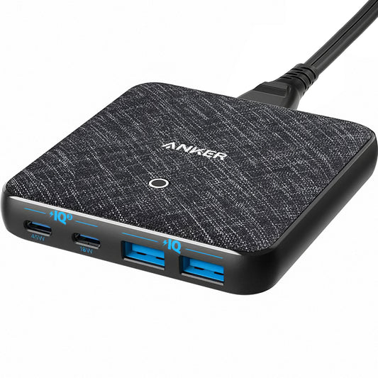 Anker PowerPort Atom III Charging Station, 65W, 3A, 2 x USB-A - 2 x USB-C, Black A2046G12