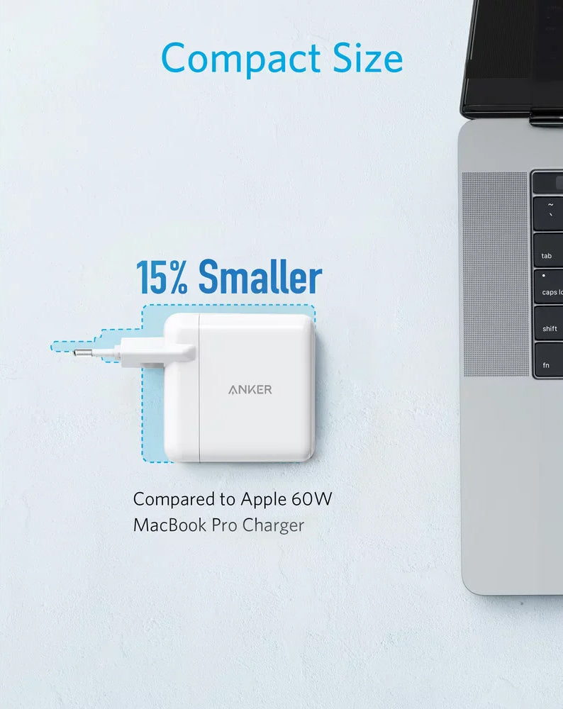 Punjač Anker PowerPort PD+ 2, 35W, 3A, 1 x USB-A - 1 x USB-C, Beli A2636G21