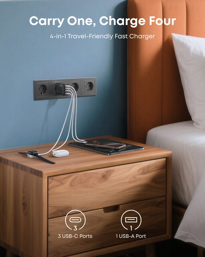 Punjač za mrežu Anker Zolo, 70W, 1 x USB-A - 3 x USB-C, Crni A121CG11