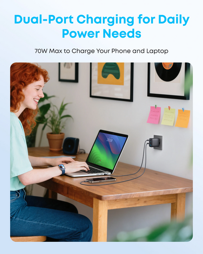 Punjač za mrežu Anker Zolo, 70W, 1 x USB-A - 3 x USB-C, Crni A121CG11