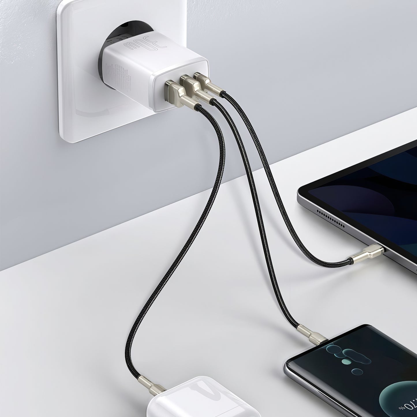 Network Charger Baseus Compact, 30W, 1 x USB-C - 2 x USB-A, White CCXJ-E02 