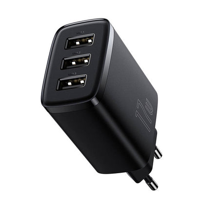 Network Charger Baseus Compact 3U, 17W, 2.1A, 3 x USB-A, Black CCXJ020101 