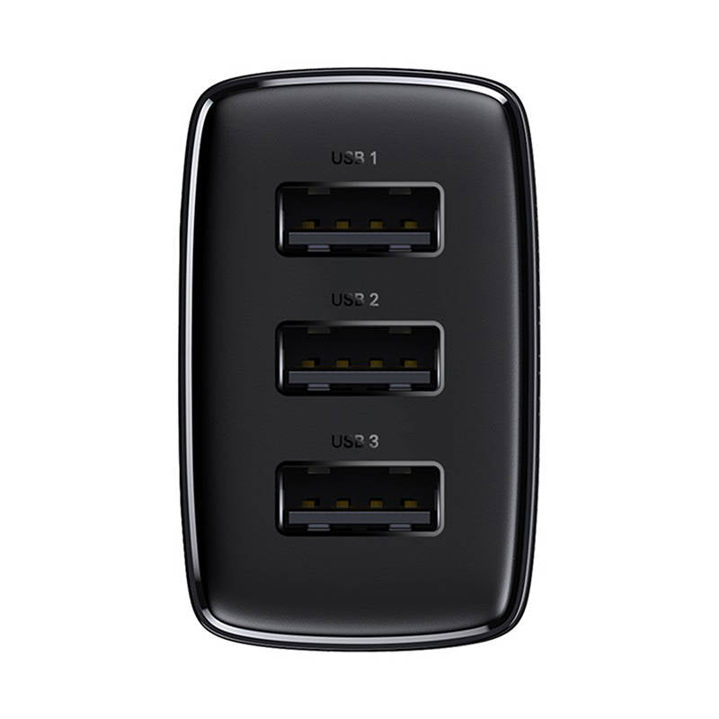 Network Charger Baseus Compact 3U, 17W, 2.1A, 3 x USB-A, Black CCXJ020101 