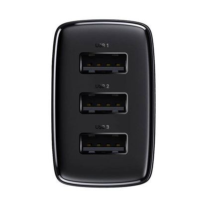 Network Charger Baseus Compact 3U, 17W, 2.1A, 3 x USB-A, Black CCXJ020101 